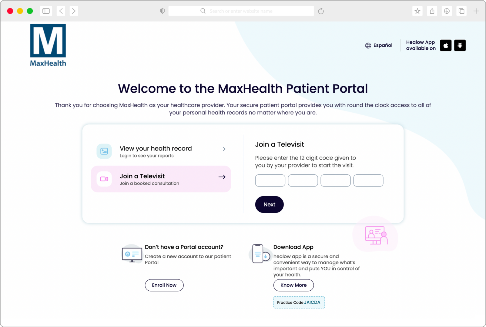 Virtual Care through Patient Portal MaxHealth